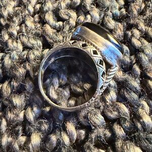 Sterling Silver 925 Marquise Black Onyx Ring size 7.5